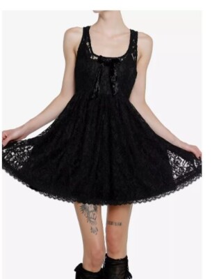NEW Hot Topic Juniors SMALL Cosmic Aura Black Bow Lace Sweetheart Babydoll Dress | eBay NEW Hot Topic Juniors SMALL Cosmic Aura Black Bow Lace Sweetheart Babydoll Dress | eBay