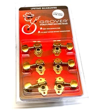 Grover Gold Round Button Sta-Tite Vintage Open Gear Guitar Tuners V98G