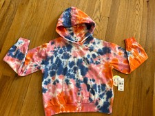 NWT soft blue orange pink white hoodie sz M 10-12