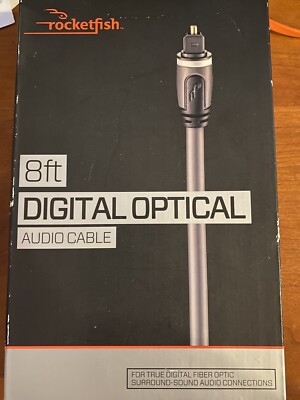 Rocketfish - 8' Digital Optical Audio Cable RF-G1219, Fiber Optic, With Gold Tip