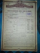 COMPAGNIA ANONIMA DI ASSICURAZIONE TORINO - POLIZZA CON 4 RICEVUTE - 1947 