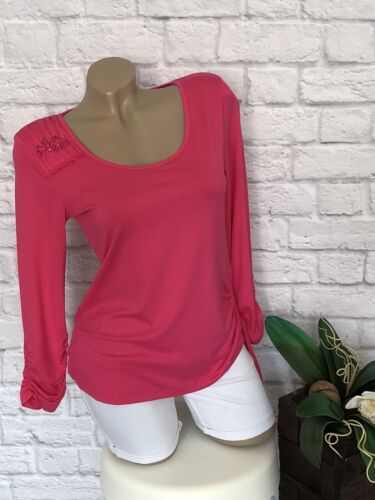 Bodyflirt T-Shirt Blusenshirt Tunika mit gerafften Ärmeln Gr 36/38 S neu pink  - Bild 1 von 10