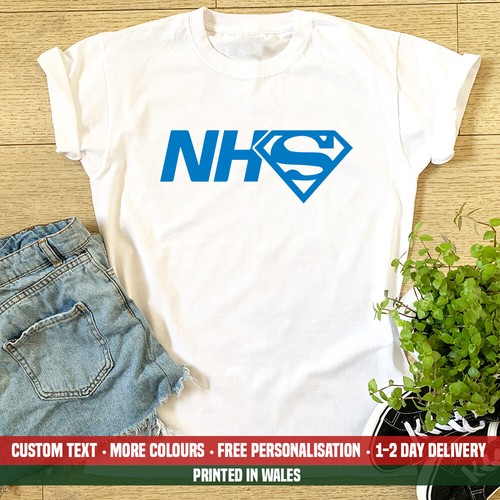 Ladies NHS Superman T Shirt Hero Mum 