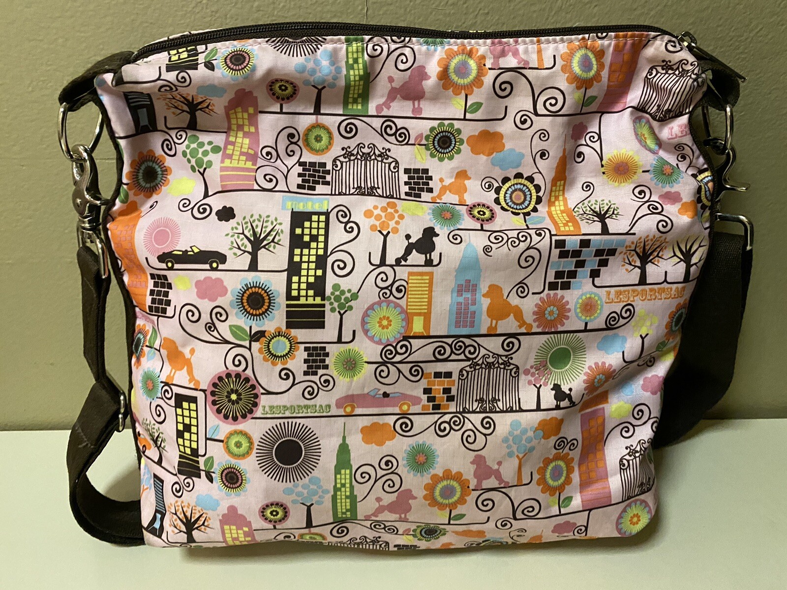 LeSPORTSAC POODLE DOG CITY PINK NYLON CROSSBODY BAG Gem lesportsac-poodle-dog-city-pink-nylon-crossbody-bag-gem