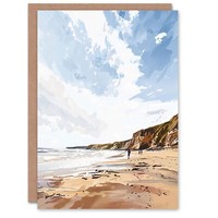 Filey Strand KüSte Klippen Landschaft England Geburtstagskarte