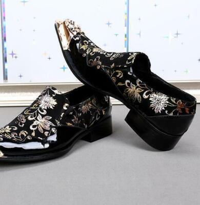 Mens Pointed Toe Floral Printed Slip On Shoes Casual Work  display picture 1