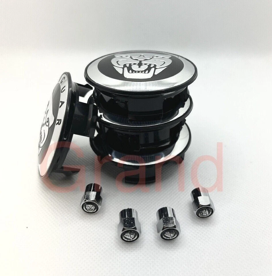 For Jaguar Wheel Center Caps Black &Air Caps 59mm S-Type X-type XF XJ8 XEL XJ XK - Image 2 of 4