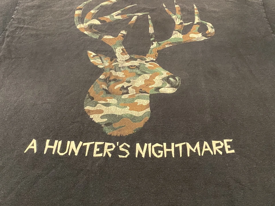 Vtg A Hunter's Nightmare T Shirt - Quality Classics - Men's Size 2XL Camo Buck - Изображение 3 из 4