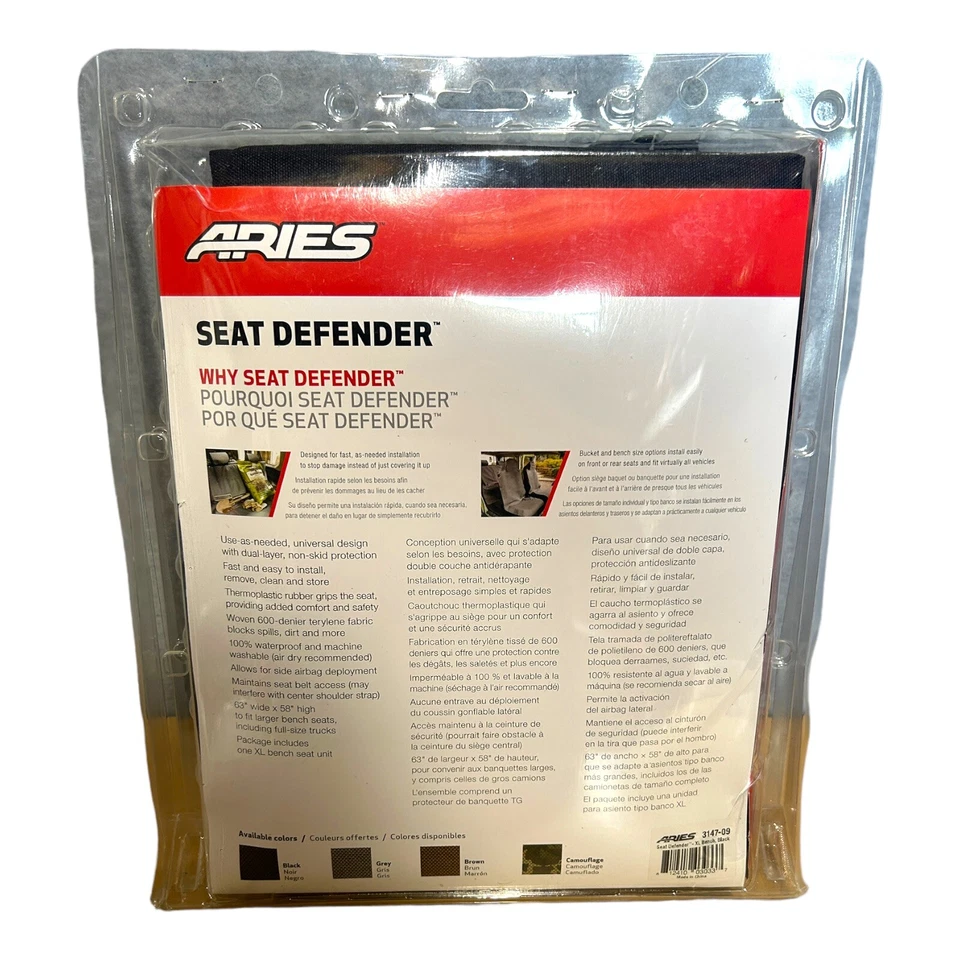 Cubierta de banco para camión ARIES 3147-09 Seat Defender 58" x 63" negra XL 100 % impermeable Foto 4 de 4