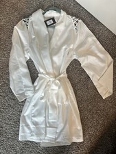 Frederick s of Hollywood White Lattice Lacing Robe, S, NWT
