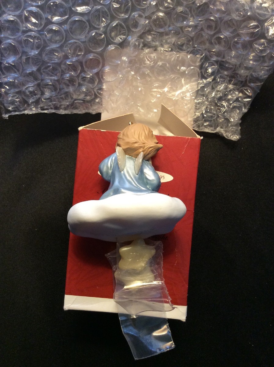 1995 NEW in BOX Hallmark Ornament THREE WISHES ANGEL on CLOUD