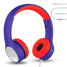 Connect+ Style On-Ear Kids Headphones with Microphone – Blue/Red