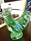 Fenton Glass Rooster Green w/Blue Slag Logo 5.5" Excellent Condition - Very Cool