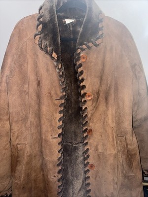 Vintage Sued Mod New York 100% Shearling  Overcoat Medium