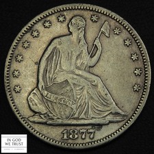 1877 Seated Liberty Silver Half Dollar 50C