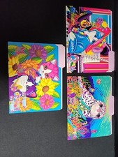 Lisa Frank file folder Lot of 3 Skeet Seal Sunflower Cats Furonica vintage 1990s