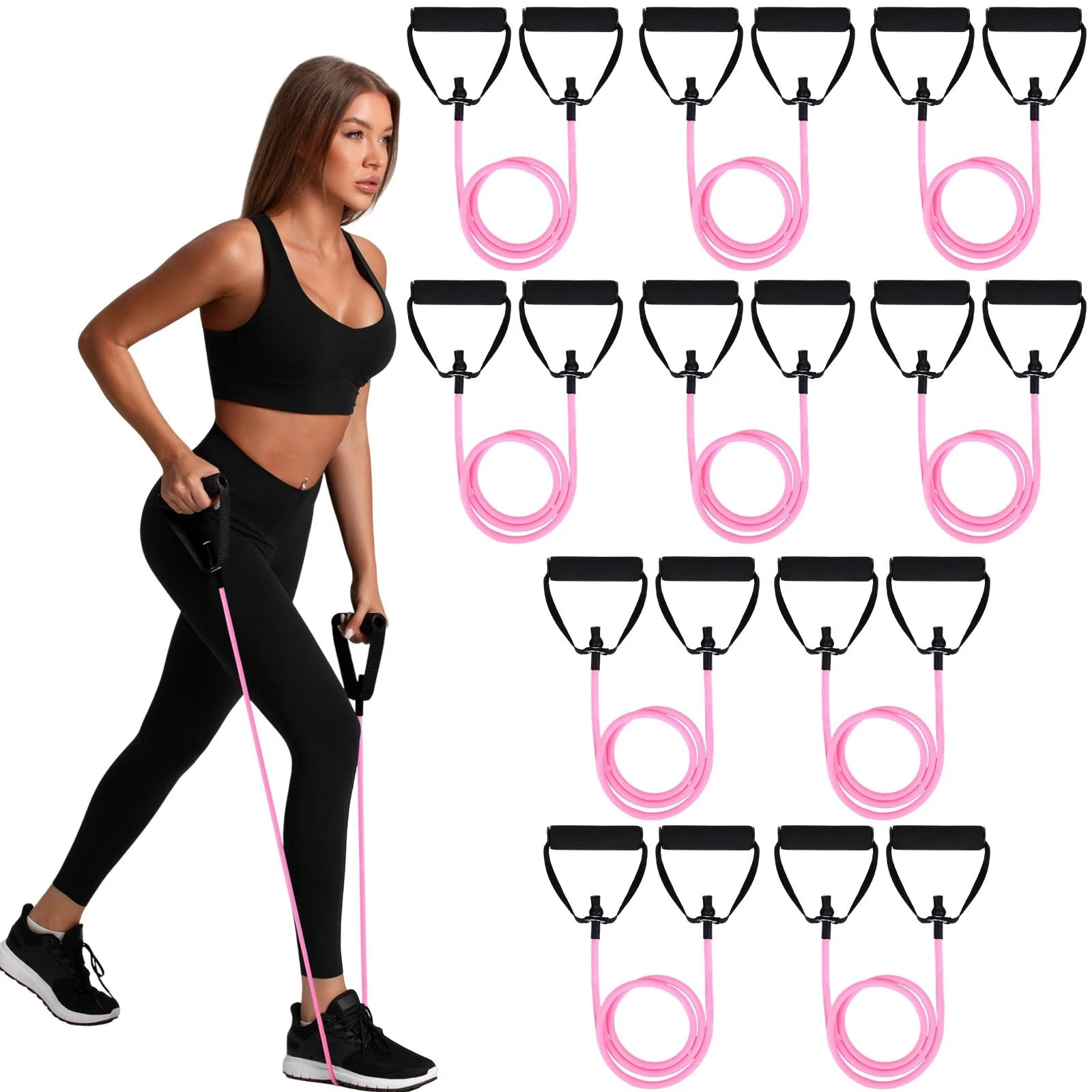 JolliLudo 10 Pcs Resistance Bands with Handles Exercise Stretch Bands for Exe...