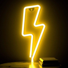 LED Neon Light Sign (USB + Battery) | Lightning Bolt (Yellow)