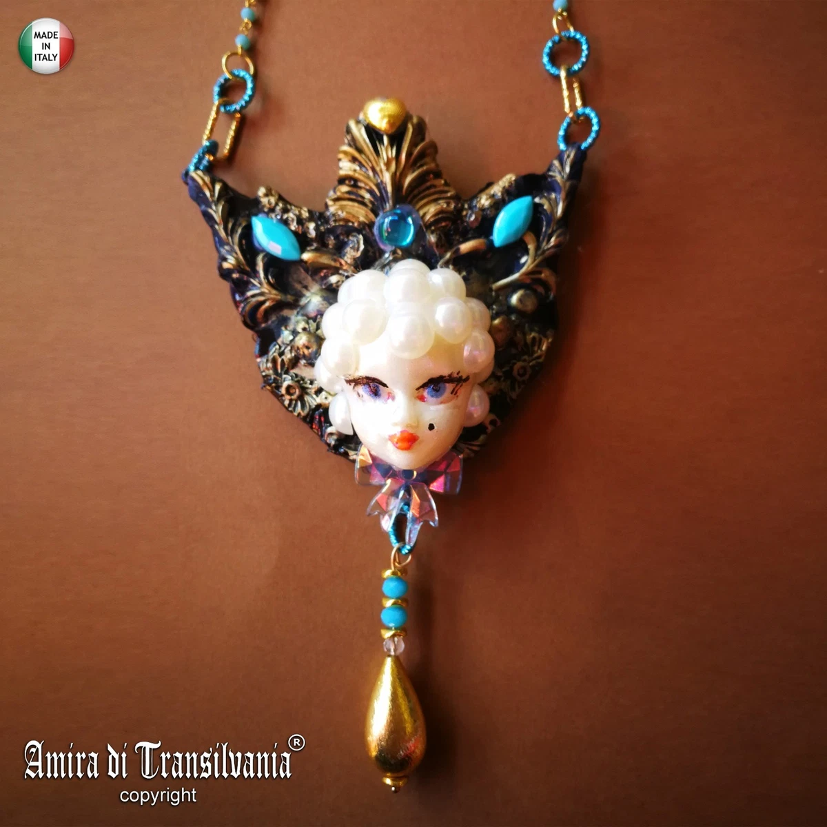 Collana a catena in oro con perline di vetro per bambole popolari da 18 pollici - Italia