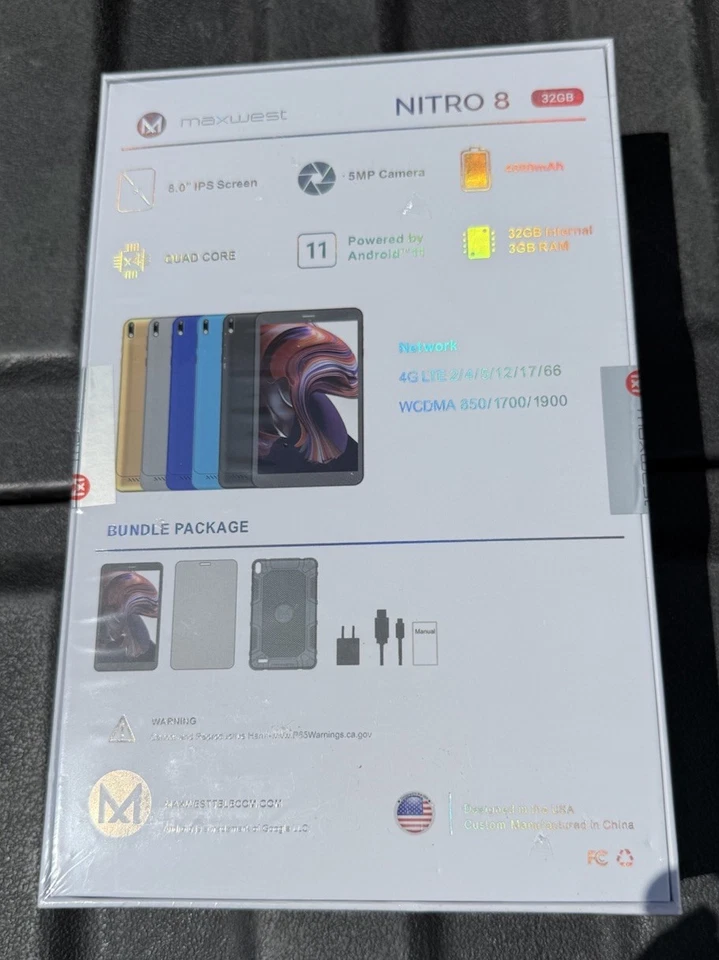 Maxwest Nitro 8 32GB WIFI 4G LTE 8'' Tablet Android unlocked Brand New! - Image 2 of 3