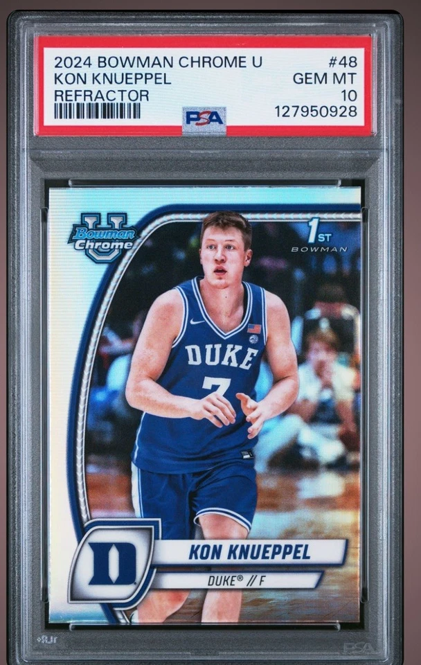 PSA 10💎Kon Knueppel REFRACTOR RC📈2024 Bowman Chrome U Bowman 1st #48 Duke SP - Image 2 of 3