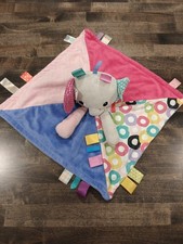 Taggies Bright Starts Elephant Lovey Plush Baby Toy Sensory Blanket Multicolor
