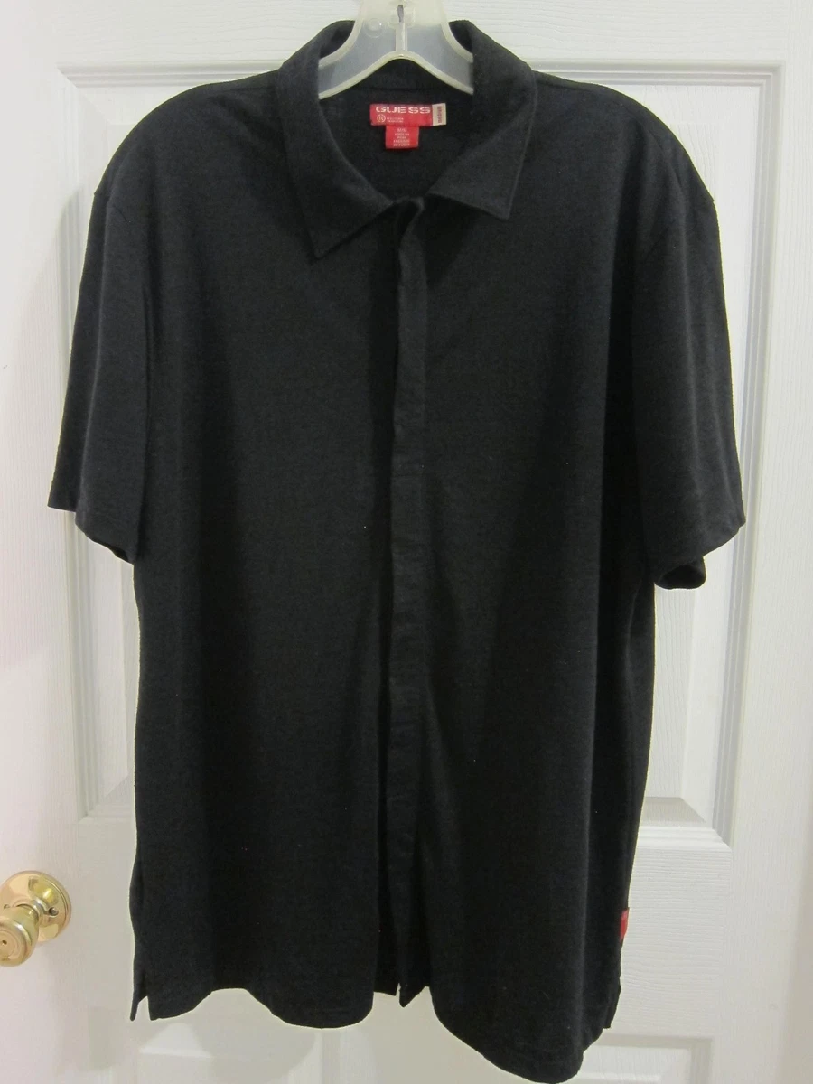 Usada en Excelente Condición Camisa Guess Para Hombre Manga Corta Negra Mezcla Poliéster - Talla Mediana