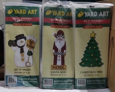 Set of 3 Do-It Yourself Wood Yard Art Pattern Santa Noel Snowman Christmas Tree 