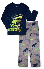 Wonder Nation Boys Shark Gamer Long Sleeve Top  Pants 2-Piece PJ Set XS NWT