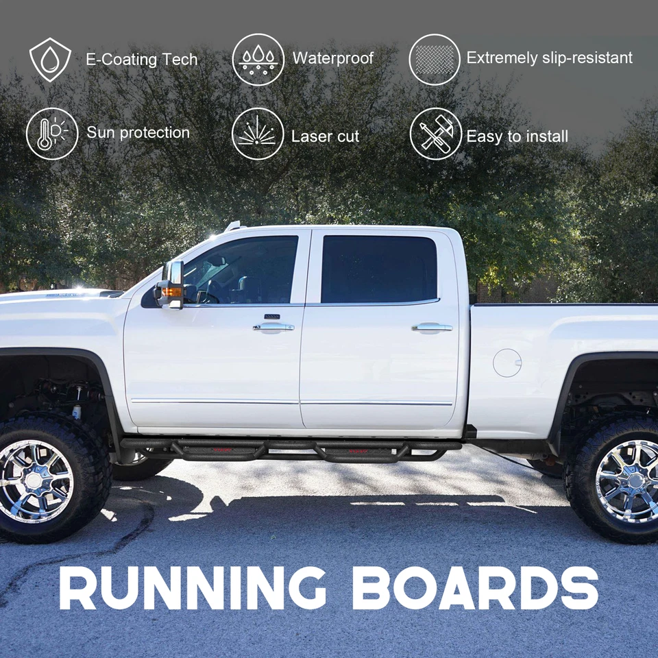 Vijay Running Boards For 07-19 Chevy Silverado/GMC Sierra 2500HD/3500HD Crew Cab Foto 2 de 4