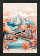 Boho City Landscape Framed Wall Art Poster Canvas Print Picture