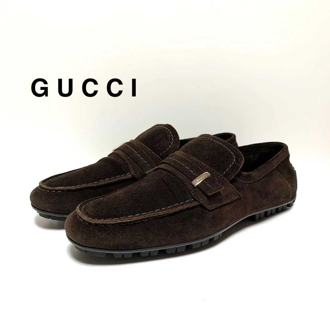 Chaussures de conduite mocassin Gucci homme 7.0US semelle compensée daim fabriqué en Italie m10_0403