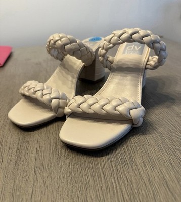 dv Dolce Vita Braided Block Heel Sandals Beige Strappy Women's Size 8.5