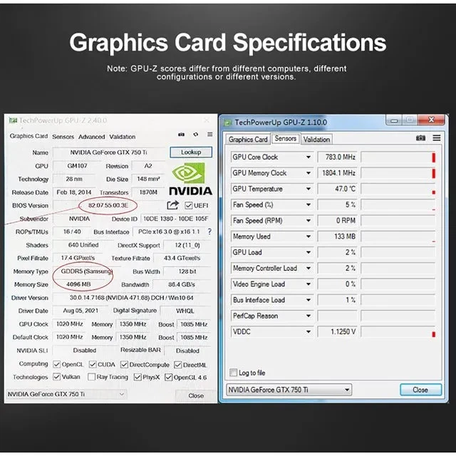 JINGSHA GTX750Ti 4G Gaming Graphics Card,4K HD Output GDDR5 128BIT PC Video Card - Image 2 of 4