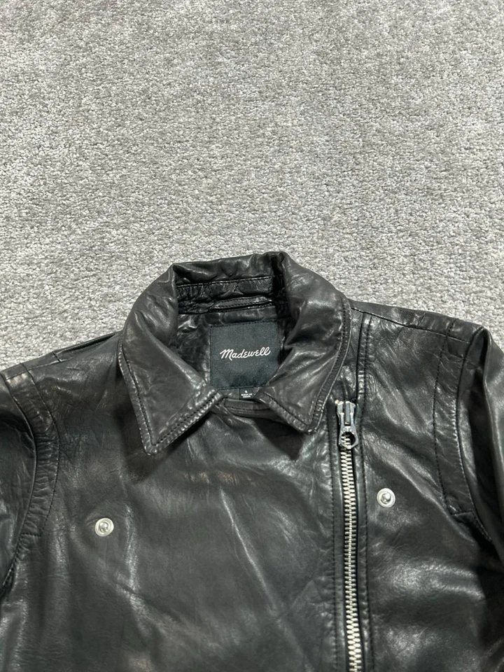 Madewell Jacket Womens Small Black Leather Full Zip - Image 2 of 4