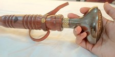 22" Solid Brass Oval Shoe Horn Long Handle Wood Leather Handmade Dressing Aid