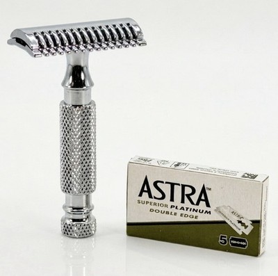 iKon TUCKAWAY Safety Razor Short Handle W Razorock SLOC Open Comb Head