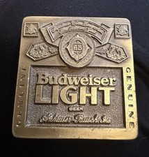 Vintage Budweiser Light Belt Buckle. Anheuser Busch Made In USA
