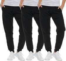BILLIONHATS 3 Pack of Womens Jogger Fleece Lined Sweatpants In Bulk Comfy Jogger