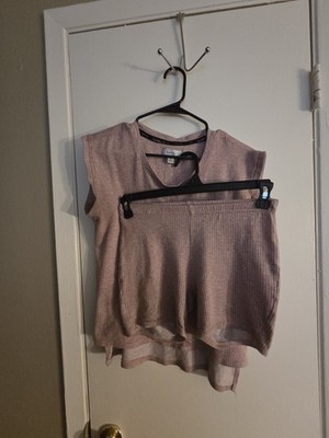 Nicole Miller N.y. Light Mauve Ribbed Pajama Short Set Size S