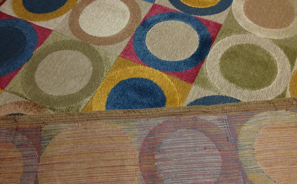 CLARENCE HOUSE TURANDOT MULTI GEOMETRIC CIRCLE LINEN VELVET FABRIC BY THE YARD - Image 4 of 4