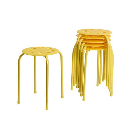 Stackable Metal Stools Set of 6 Counter Height Barstools Patio Backless Chair - Picture 10 of 48
