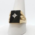 Deco Style Mens Ring 8gr 10k Gold Black Onyx Diamond