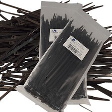 200 7" Cable Ties BLACK 180mm Long 4.8mm Wide 50lb Strong Industrial Wire Ziptie