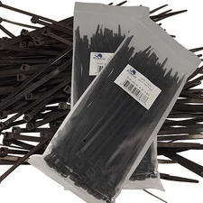 200 7" Cable Ties BLACK 180mm Long 4.8mm Wide 50lb Strong Industrial Wire Ziptie