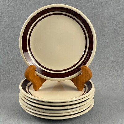 McCoy Pottery Salad Plate 7.5 Inch Colonial Brown Stripe Cafe Diner Vintage USA