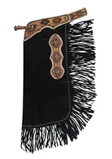 Showman Black Suede Leather Chinks w/ Navajo Tooling