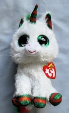 SNOWFALL 6" Christmas White UNICORN  TY Beanie Boos - NEW & MINT