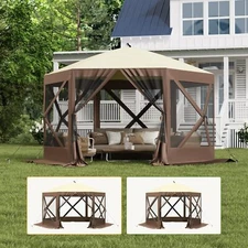 Pop Up Gazebo for Camping, 10x10ft Folding Outdoor Netting Canopy Shelter Tent