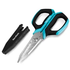 DURATECH 6.5" Electrician Scissors 4-in-1 Multipurpose Scissor w/Serrated Blades